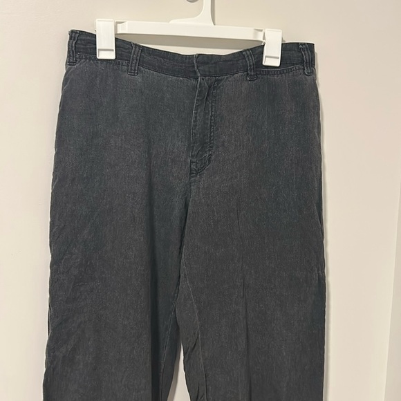 Abercrombie Fitch Ankle High Rise Wide Leg Crop Black Pants Sz 30/10R 53% Linen - Picture 1 of 6